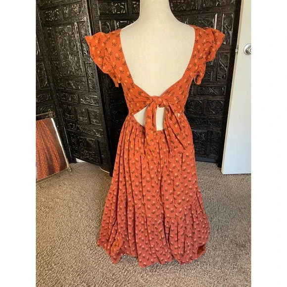 Madewell Rust Floral Midi Dress - Picture 3 of 12